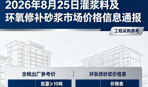 罗湖2026年8月25日灌浆料及环氧修补砂浆市场价格信息通报